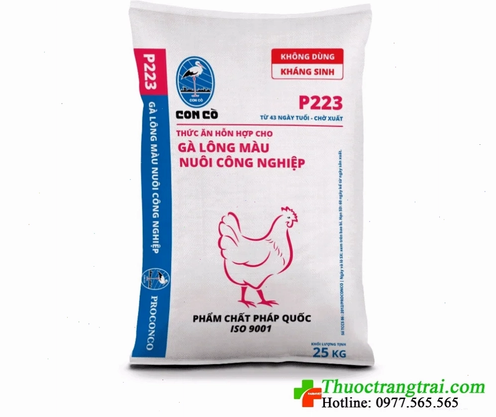 Cám Con Cò P223 Thức ăn cho gà lông màu công nghiệp