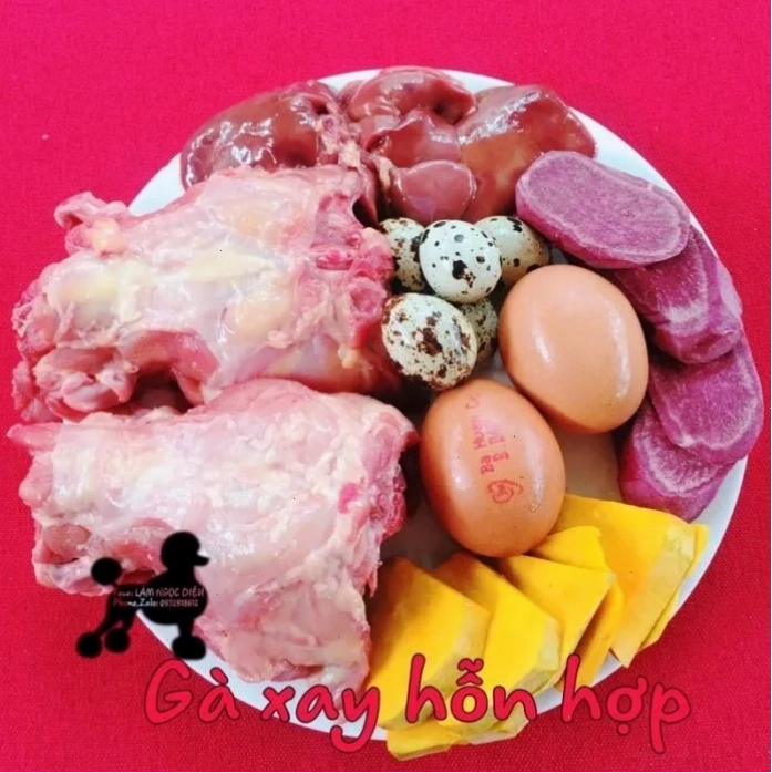 Gà xay hỗn hợp cho mèo