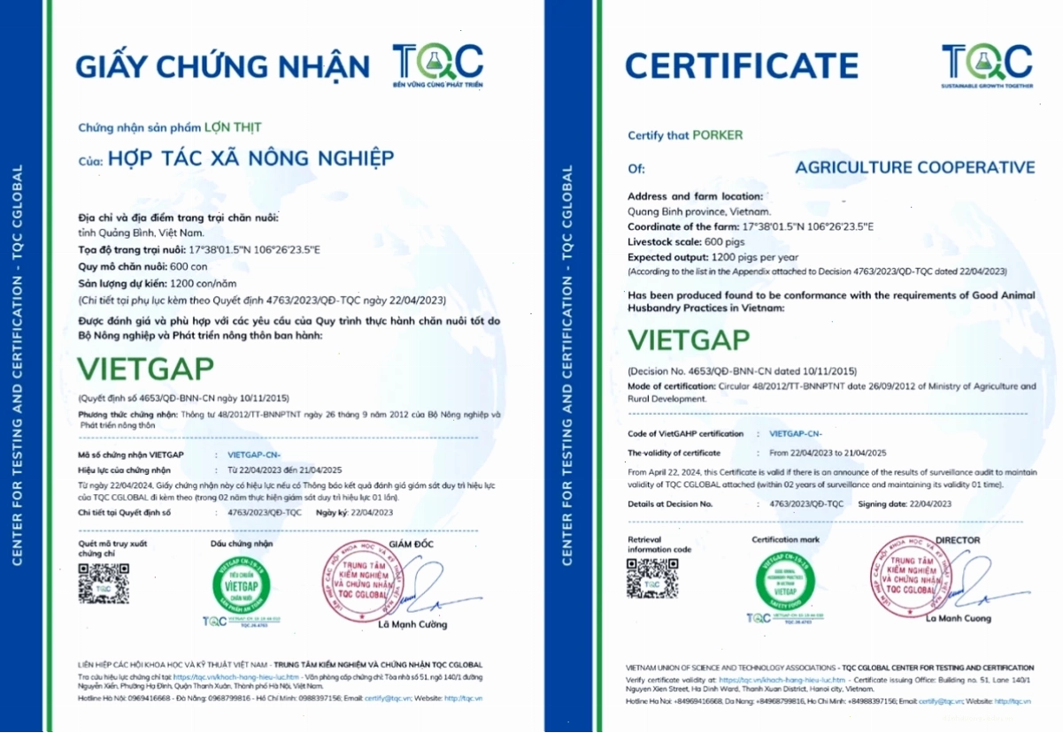 Giấy chứng nhận VietGAP Chăn nuôi của Cục Chăn nuôi
