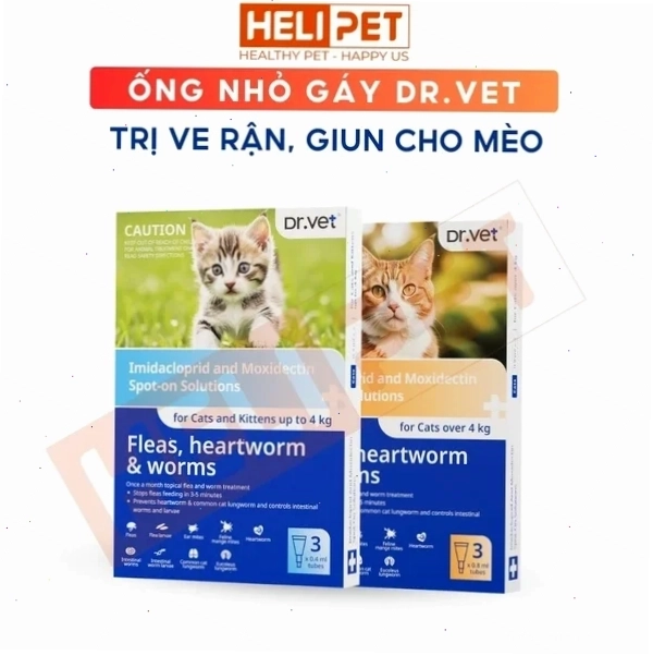 Thuốc nhỏ gáy trị ve rận và giun DR.VET cho mèo